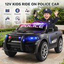 12V Electric Police Car for Kids with Dual Speed, LED Lights, Remote Control, Music, and Horn