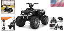 Black Kids Electric Quad with LED Lights, Music, and USB Connectivity