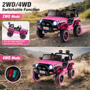 24V Dual-Seater Children's Electric Truck with Secure Doors, Remote Operation, Sound Horn & Music - Pink