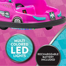 Kid Trax Pink 6V Bumper Car Ride-On Toy with 360° Spin and LED Lights