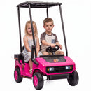 Qaba Pink 24V 2-Seater Kids Golf Cart with Remote Control, Sunshade, and Storage