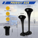 Dual 150 dB Black Electric Train Air Horn with Compressor - 12V