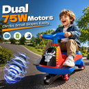 Blue 12V Wiggle Car for Kids, Two-Seater with Dual 75W Motors