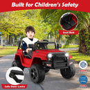 12V Electric Red Ride-On Truck for Kids with Remote Control, Lights, and Music