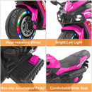 12V Kids Electric Motorcycle Ride-On Toy with Lights & Bluetooth in Pink