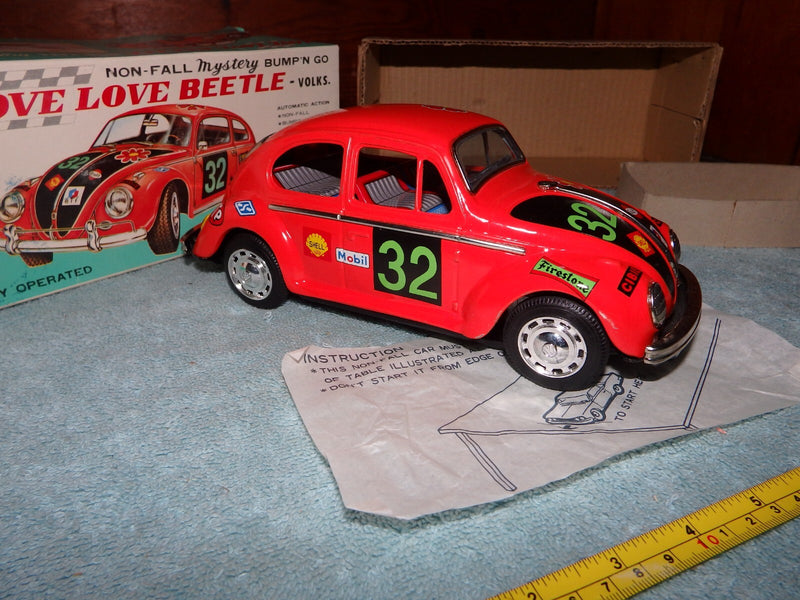 Vintage TAIYO Battery-Operated VW Beetle Toy Car from Japan with Original Box