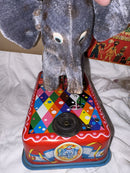 Vintage 1950s Japanese Battery Operated Jumbo Bubble Blowing Elephant Toy in Tin Litho