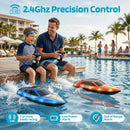CAPTAER HJ825A Kids' Remote Control Boat with LED Lights and Self-Righting Waterproof Feature