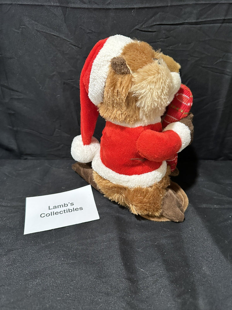 Holiday Animated Singing Beaver Christmas Deluxe Figurine