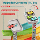 Wooden Car Ramp Play Set with 4 Cars - Montessori Racing Adventure for Toddlers