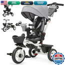 JMMD Multi-Functional Toddler Tricycle with Push Handle in Grey for Ages 1-5