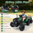 24V Kids' Ride-On Tractor with Removable Trailer and Music Remote Control