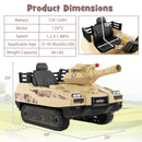 Kids' Ride-On Tank with Rubber Tracks, Rotating Turret, and Functional Cannon