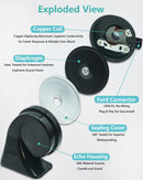 126dB DualTone Automotive Car Horn Kit with Two Connector Options