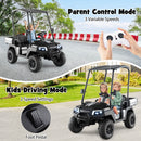 24V 7AH 4WD Black Kids Golf Cart Ride-On Car for 2 with Storage & Remote Control
