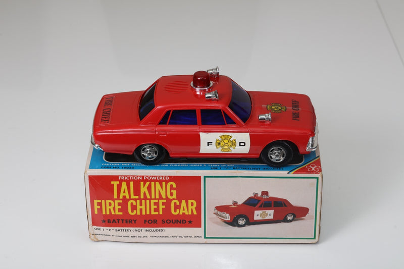 Vintage Japanese Friction-Powered Talking Police Car Toy