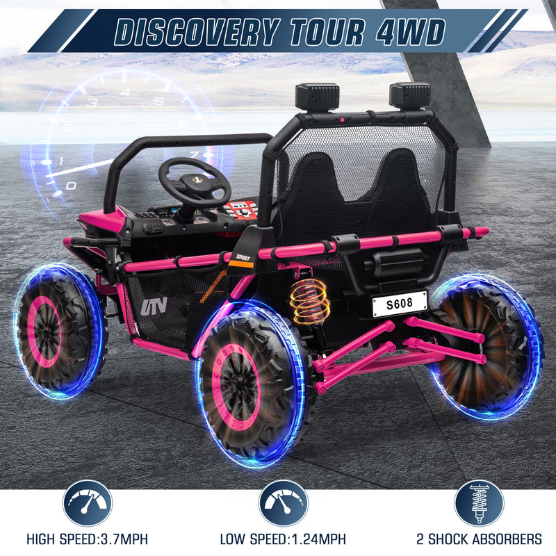 24V Electric Kids Ride-On UTV Truck with 2 Seats, 4WD and Remote Control, 4x80W Motors