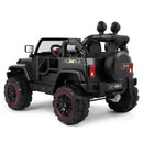 12V Battery-Powered Black Kids Ride-On Truck with Remote Control, MP3, LED Lights, USB, and Cover