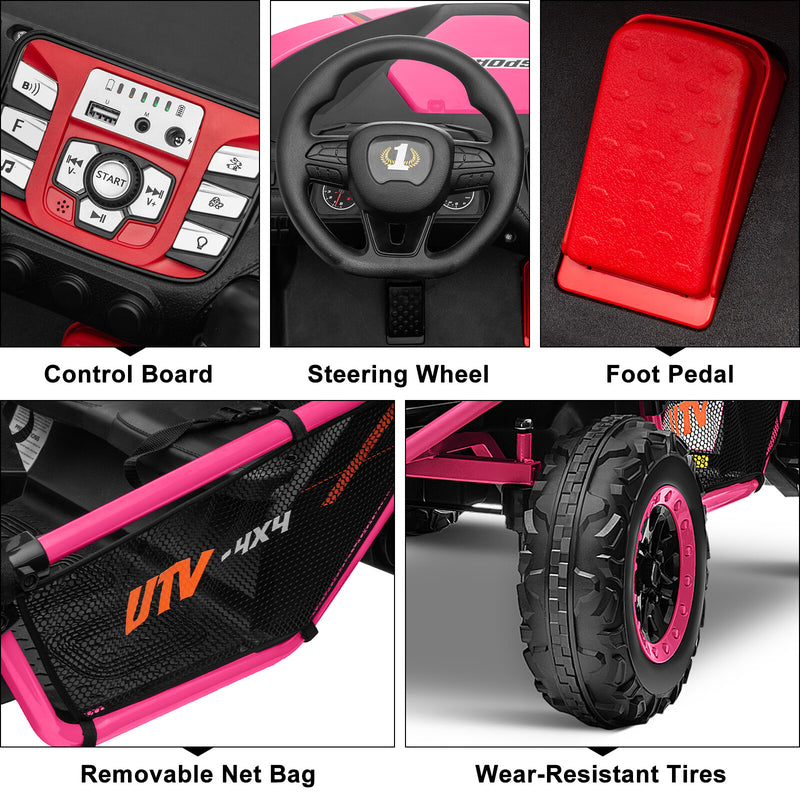 24V Electric Kids 2-Seater Ride-On UTV Truck with 300W Motor, EVA Wheels, and Remote Control