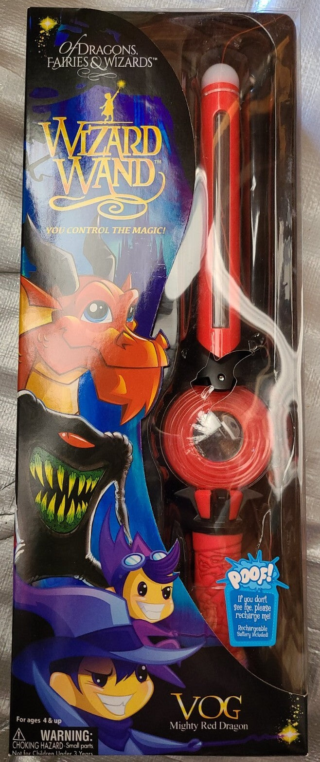 Wizard Wand with Animated Red Dragon Lights and Rechargeable Battery