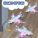 Illuminated Airplane Toy with Bump & Go Features, LED Lights, and Takeoff Sounds
