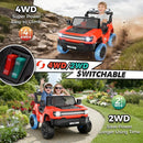24V Kids Electric Ride-On Car with Switchable 4WD/2WD, LED Lights, and Rear Storage