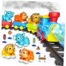 Toddler Train Playset with Steam, Sounds, Lights, and 3 Animal Cars