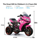 41" 12V Electric Ride-On Trike with LED Lights for Kids Aged 3-6 Years