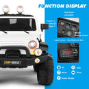 White 12V Kids Ride-On Truck with 3 Speeds, Remote Control, MP3, LED Lights, USB, and Cover