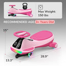 Rechargeable Pink 12V Electric Wiggle Car with Pedal and Display