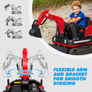 Dual Function 12V 360° Red Kids Ride-On Excavator with Remote Control