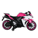 Pink Electric Ride-On Motorcycle for Girls with Training Wheels - Suitable for Ages 3 and Up