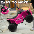 Pink 12V Electric Ride-on ATV for Kids with Bright Headlights and Music