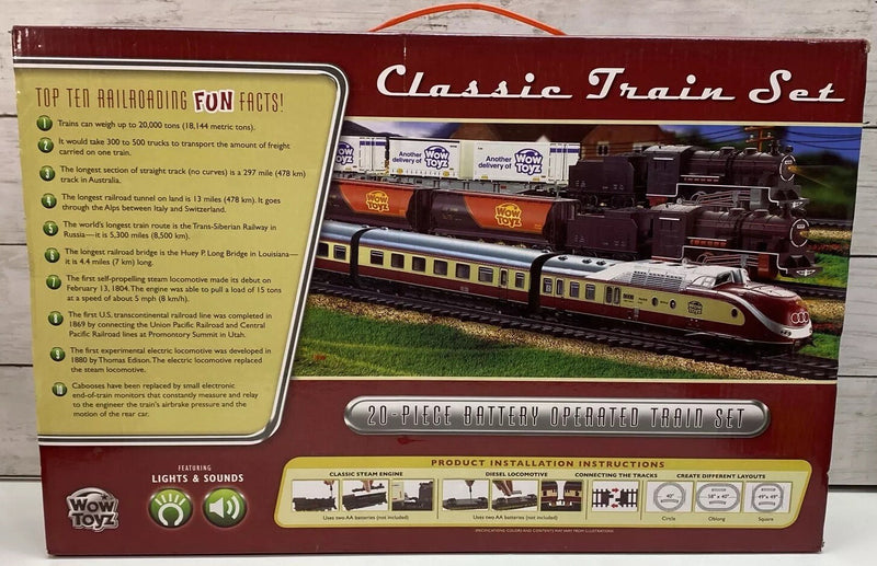 Vintage Style Classic 20-Piece Train Set with 14ft Track, Lights, and Sounds