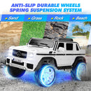 White 12V Electric Ride-On Car for Kids with 3 Speeds, Music, LED Lights, MP3, and Remote Control