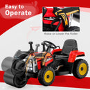 Children's Electric Road Roller 12V Ride-On Tractor with Remote, Music & LED Lights in Red