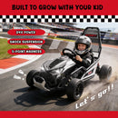 24V Kids Drift Go Kart with 400W Power, Roll Cage, Safety Harness, and Bluetooth Music System
