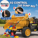Electric Yellow Ride-On Dump Truck with Remote Control and Dump Bed