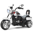 White 3-Wheel Chopper Trike Motorcycle for Kids with Headlight and Horn