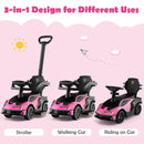 Licensed Pink Lamborghini 3-in-1 Ride-On Stroller with Sound Features