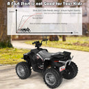 Black Kids Electric Quad with LED Lights, Music, and USB Connectivity