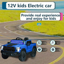 Blue 12V Remote Control Ride-On Car for Kids Ages 3-6 with 4-Wheel Shock Absorption
