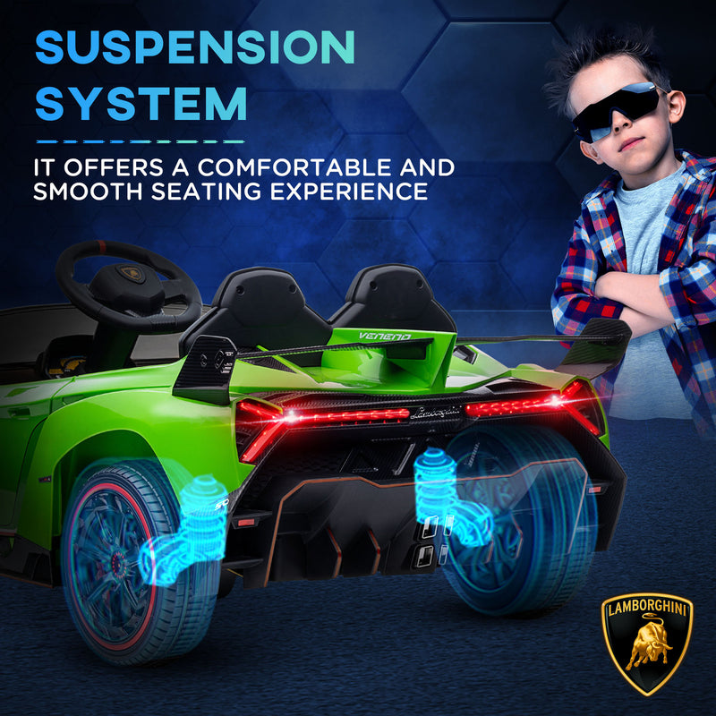 Licensed Lamborghini Veneno Kids Ride-On Car with Bluetooth - Green