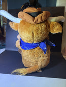 Animated Musical Plush Cowboy Longhorn Bull with Guitar