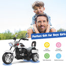 White 3-Wheel Chopper Trike Motorcycle for Kids with Headlight and Horn