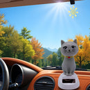 Gray Solar-Powered Twirling Cat Figurine - 4 Inches Tall