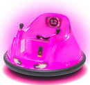 Pink LED Bumper Car for Kids – 6V Ride-On Toy with 360° Spin and Rechargeable Battery
