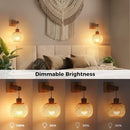 Set of 2 Boho Battery-Operated Wall Sconces with Wood and Bamboo Design