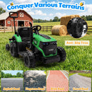 Joyracer 12V Green Bluetooth Remote Control Tractor Trailer Ride-On Car with LED Lights