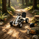 White Pedal Go Kart for Kids with Steering Wheel, Suitable for Ages 3 and Up